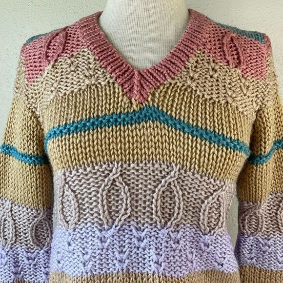 Vintage Daddy’s Money Hand Knit V-Neck Sweater Size M EUC - Picture 2 of 8